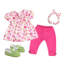 Ensemble de dessus de poupée floral, jambières et bandeau