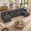 Canapé modulaire modulaire en L avec méridienne réversible, port USB, tiroir de rangement, console avec porte-gobelet rabattable, poches pour accoudoirs et coussins amovibles - gris foncé-361472598