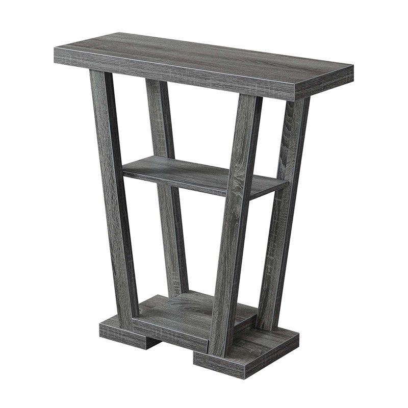 Carce 31.5" Console Table with Shelves, Weathered Gray