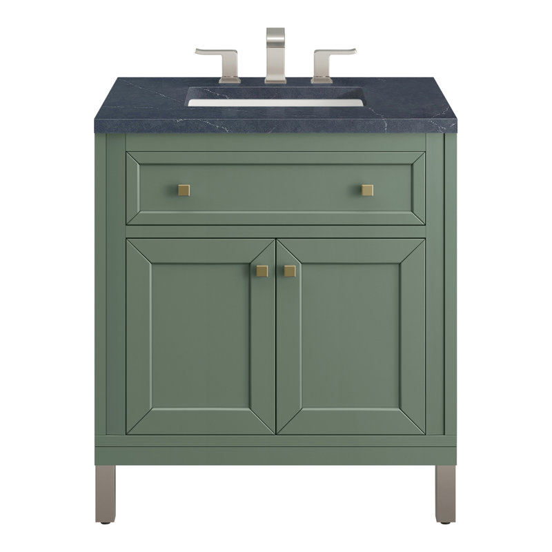 Meuble-lavabo simple l 30 po Chicago, Pierre de savon anthracite, Céladon fumé, 8 po