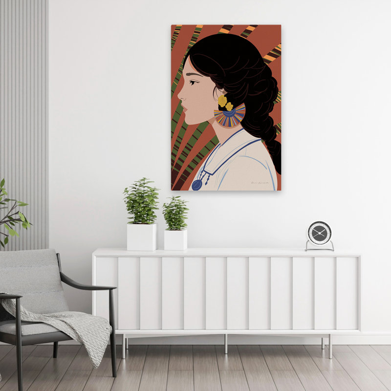 Femme bohémienne IV - beauté, art bohémien noir et bleu, H 36 po x l 24 po