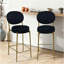 Ensemble de 2 tabourets de bar modernes en velours avec pieds en métal dorés et tabourets de comptoir ronds pour îlot de cuisine, bar personnel (noir)-205734290