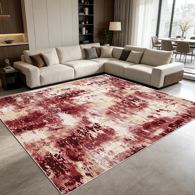 1PC Geometric Blue Abstract Block Mosaic Pattern area rugs for Living Room, Soft and Comfortable, Suitable for all seasons, easy-to-maintain, machine washable Indoor floor mat, Under Table Farmhouse suitable for dining room, bedroom, entryway.
