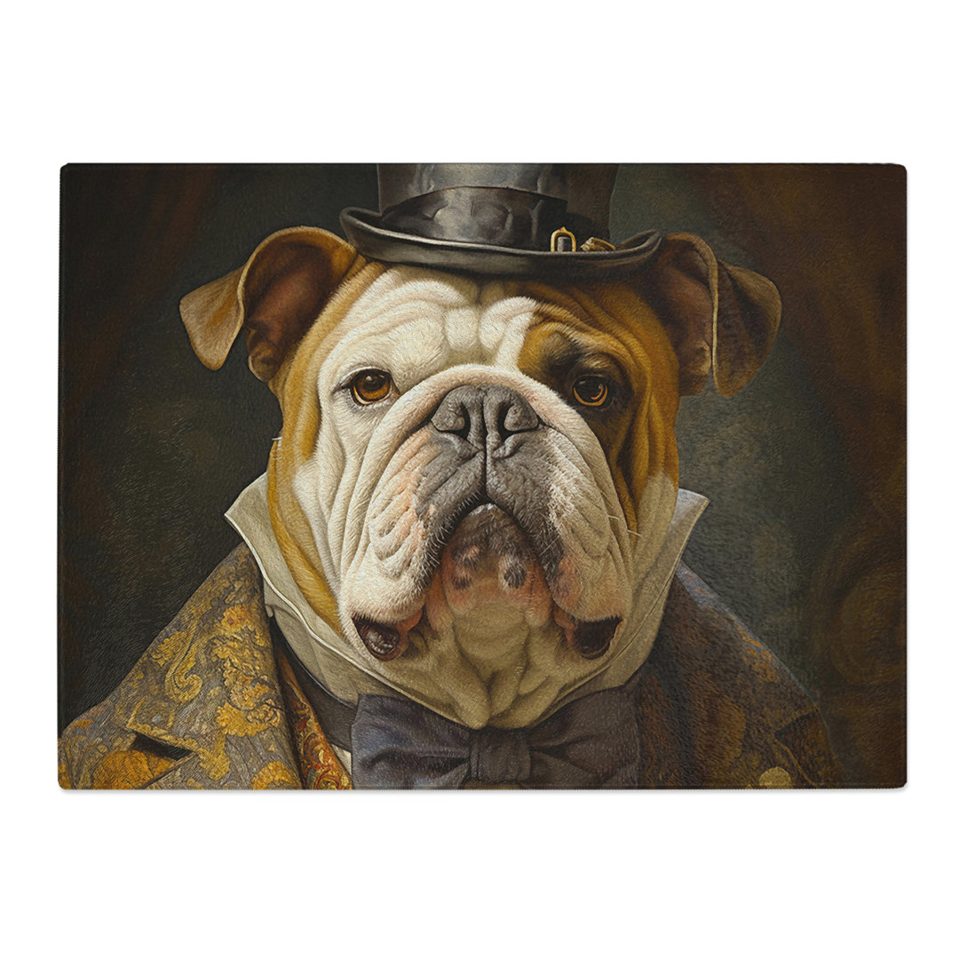 British Bulldog Dadaism Art  Glass Chopping Board