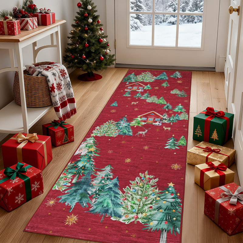 Runner cm Washable Area Rug, Red, 60*230cm