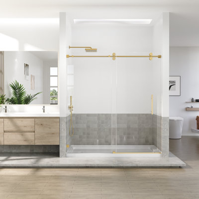 66-72 In. W X 76 In. H Single Sliding Frameless Shower Door With 3/8 In. (10mm) Tempered Glass