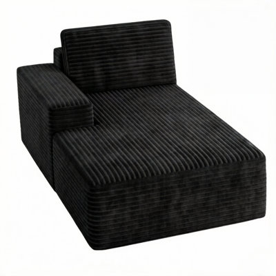 71" Corduroy Chaise Lounge with Single Arm, Indoor Lounger, For Living Room