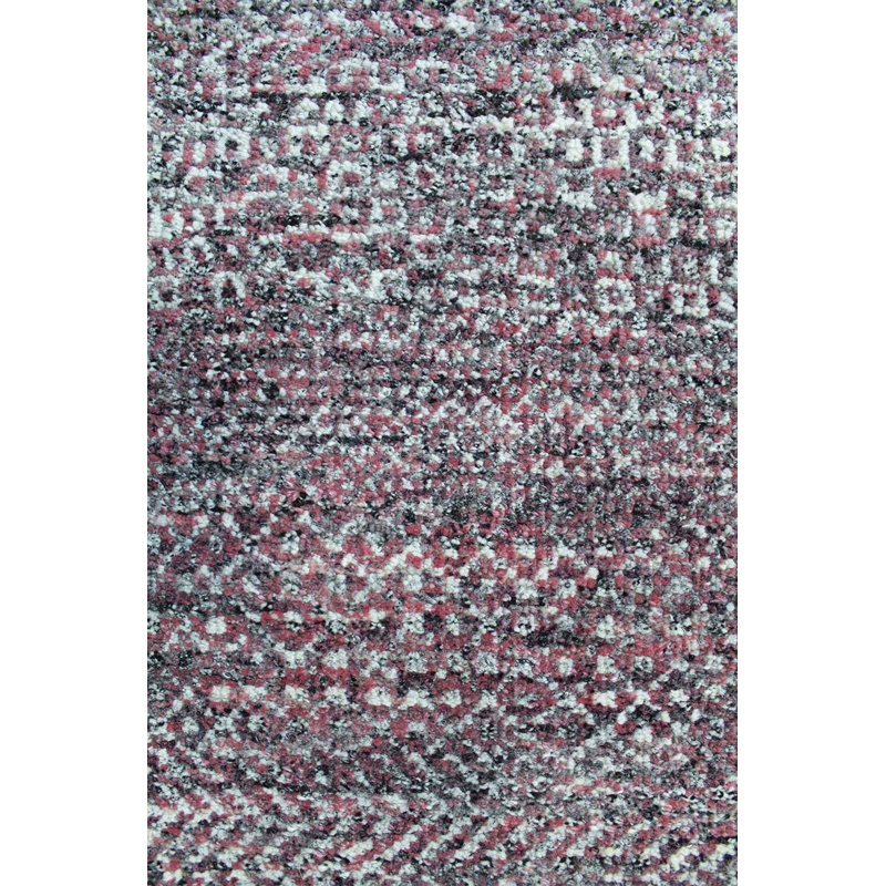 Tapis rose en laine noué à la main de conception unique 6 pi x 9 pi New Age Illusion