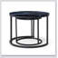 Ensemble de 2 tables basses gigognes avec dessus en marbre et cadres en métal robustes, parfaits pour un décor moderne et industriel