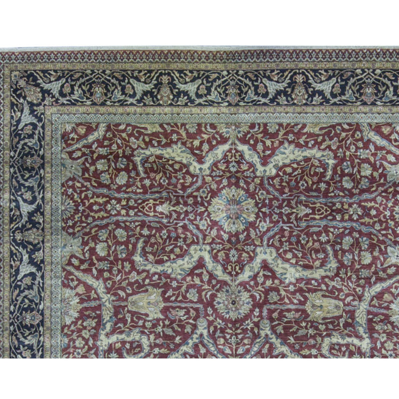 Tapis rouille et noir noué à la main de haute qualité