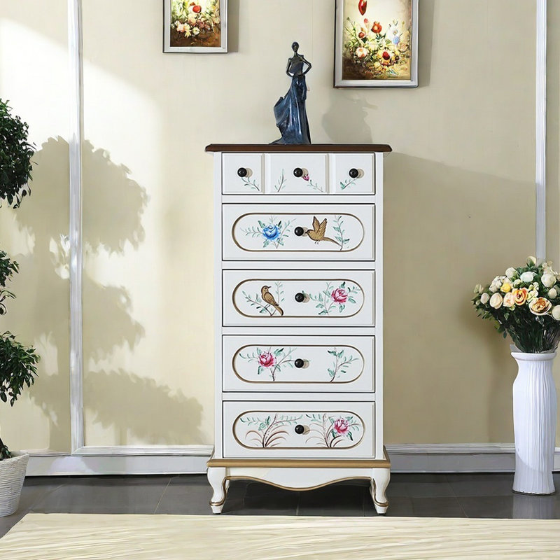 Commode décorative florale peinte à la main
