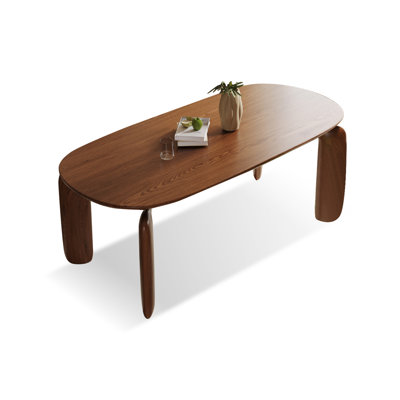62.99" Reddish-brown Oval Solid + Manufactured Wood Dining Table