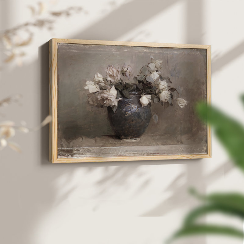 Motif floral rétro-XLVII - reproduction encadrée, H 8 po x l 10 po, Naturel