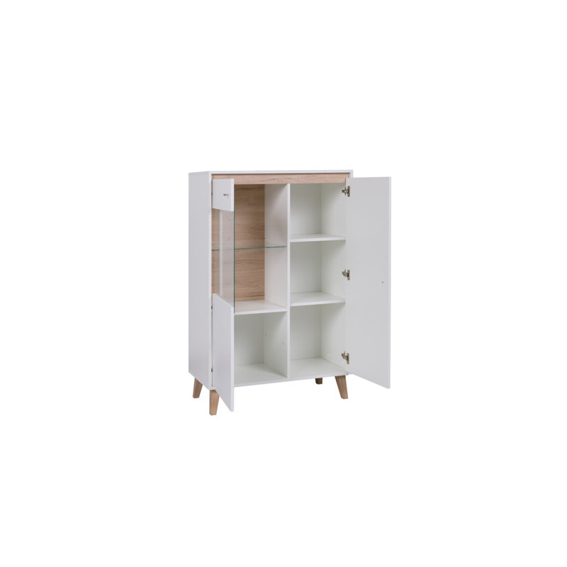 Telia 90 cm W Display Cabinet, White/Oak
