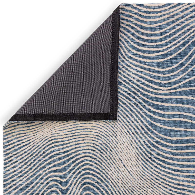 Clemones Swirl Blue Area Rug, Rectangle 120 x 170 cm