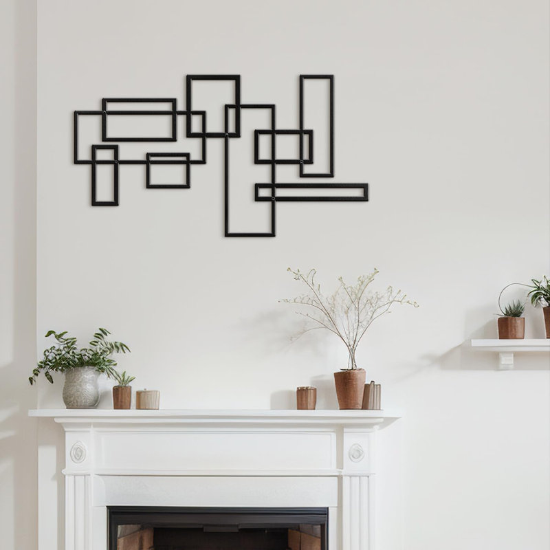 Wall Decor Metal, 12" H x 24" W x 0.05" D, Black