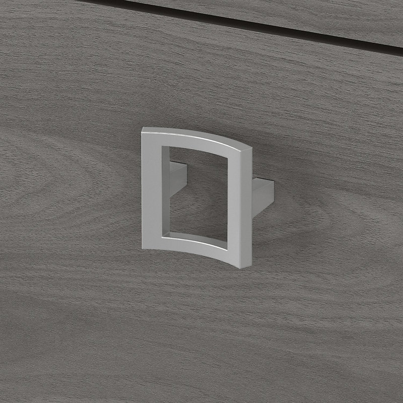 Ensemble de bureau d'ordinateur en L 3 pièces avec huche Echo, Blanc pur / gris moderne
