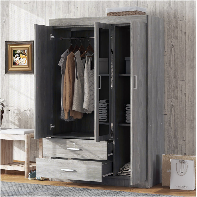 Armoire à miroir 3 portes avec tablettes
