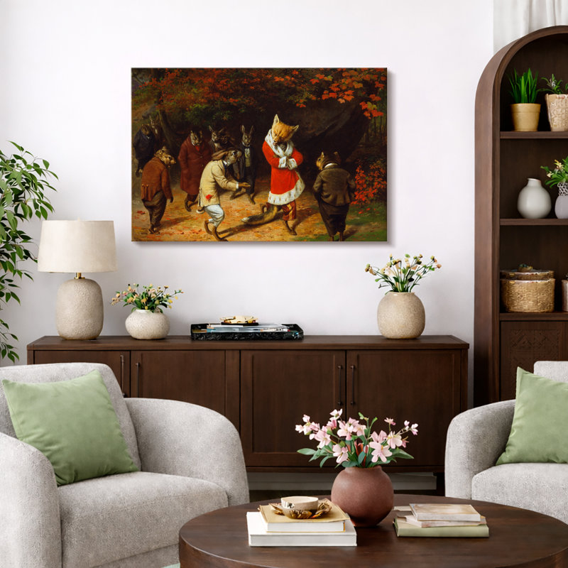 «Whimsical Anthropomorphic Animal Scene», impression sur toile encadrée, impression sur toile, Toile tendue