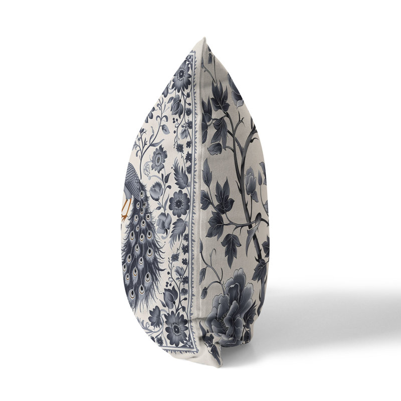 Coussin Celestial Feathers, Gris / Crème, H 18 po x l 18 po
