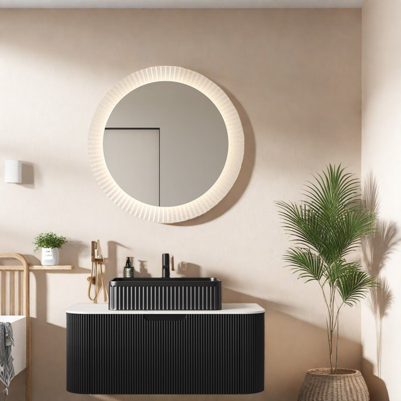 Meuble-lavabo et lavabo modernes peu encombrants, céramique noire mat durable