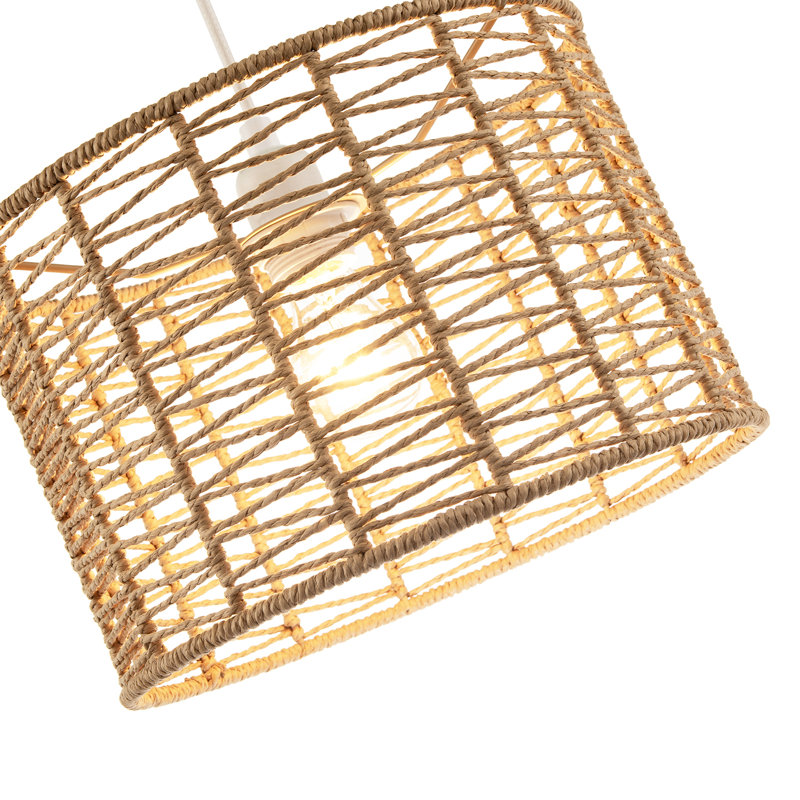 20cm H Paper Drum Pendant Shade ( No Direct Attachment Method ) in Brown