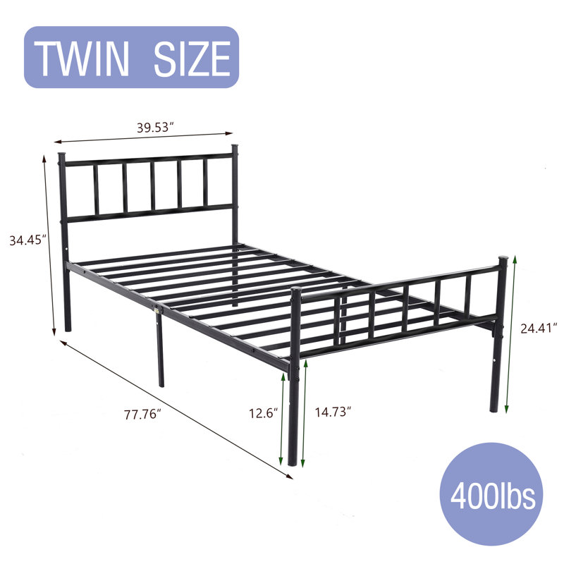Metal Platform Bed Frame, Twin, Black