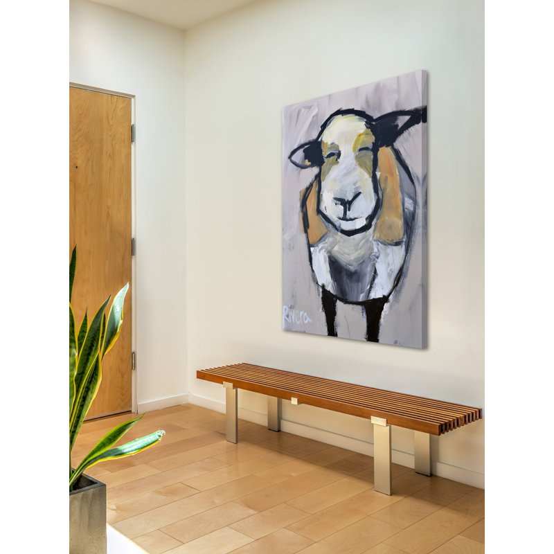 Grinning Sheep by Michelle Rivera - Wrapped Canvas Painting, 45cm H x 30cm W x 3.81cm D