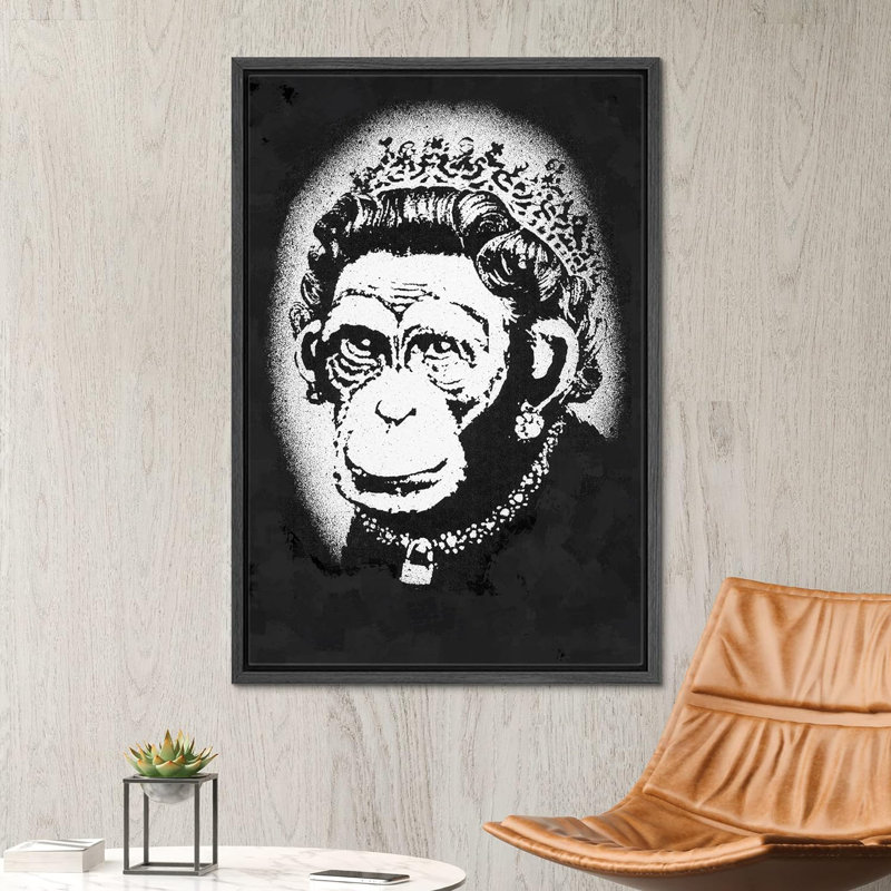 «Banksy Monkey Queen», impression de graffiti et art populaire célèbre Pop Art moderne urbain multicolore - impression