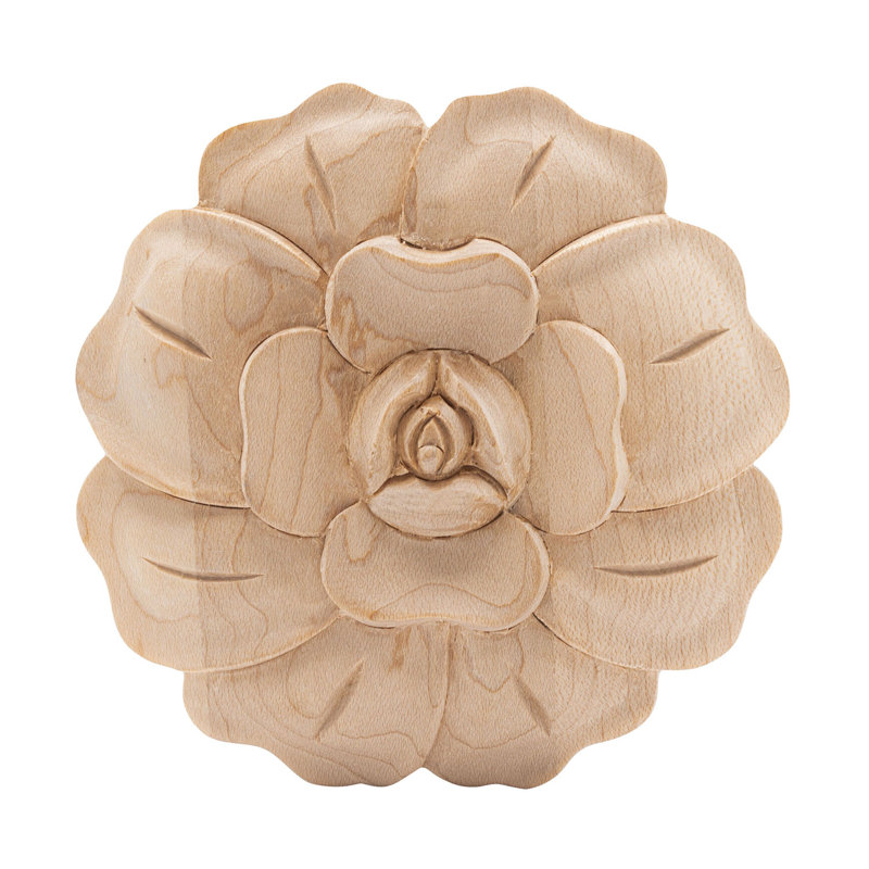 Hand Carved Hard Maple Rose Wood Onlay Applique