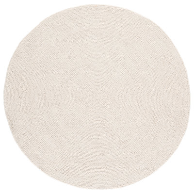 Novelty Hand Tufted Wool & Cotton Solid Color Rug in Ivory