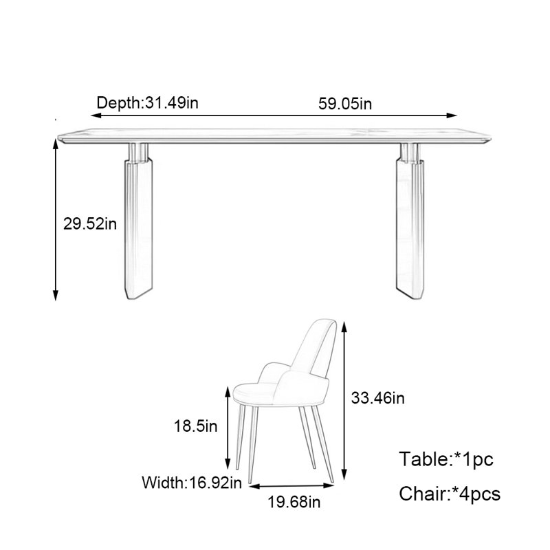 Ensemble de table de salle à manger 99% antibactérien, H 29,52 po x L 59,05 po x l 31,49 po