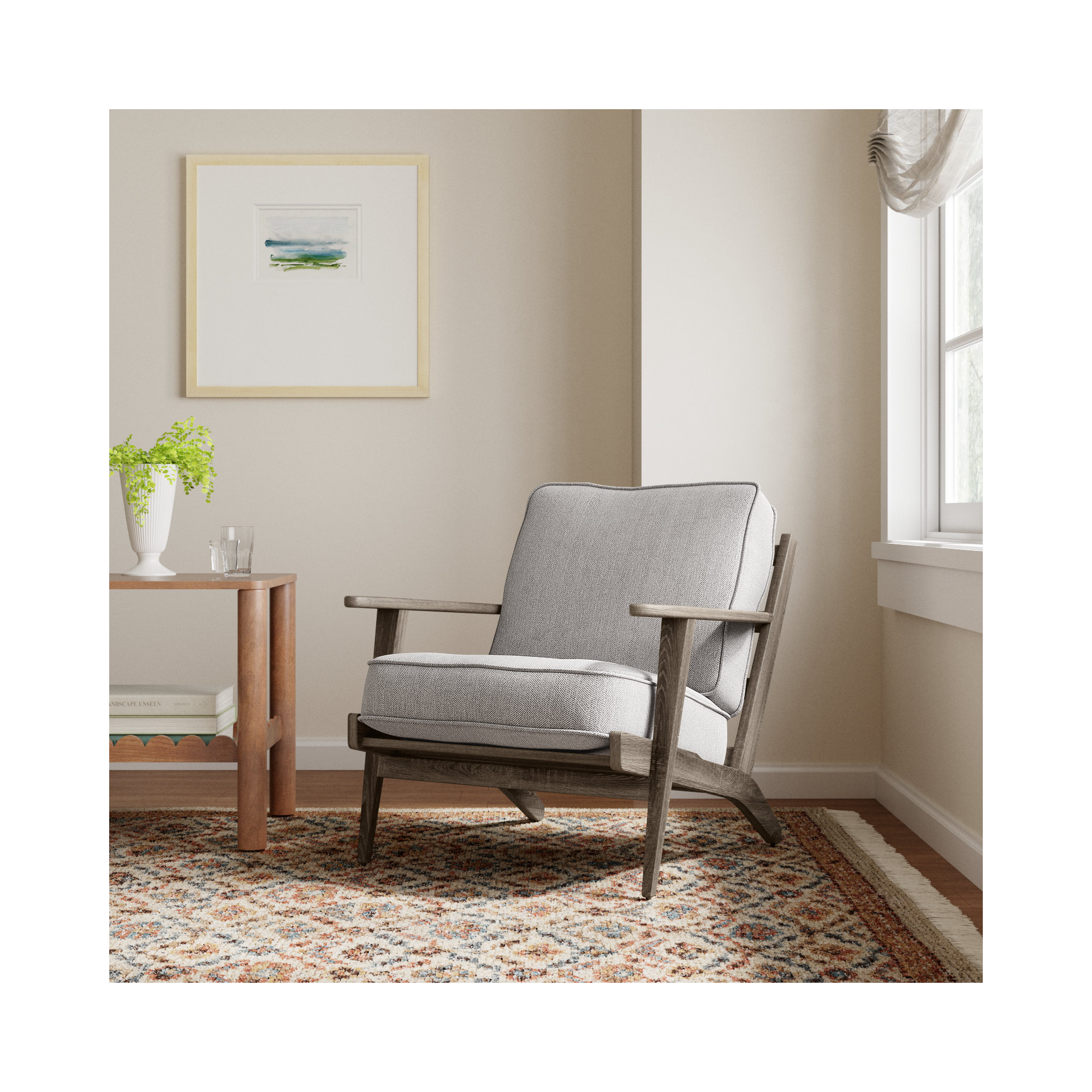 Roxy Upholstered Armchair, Castlerock Gray Polyester Blend