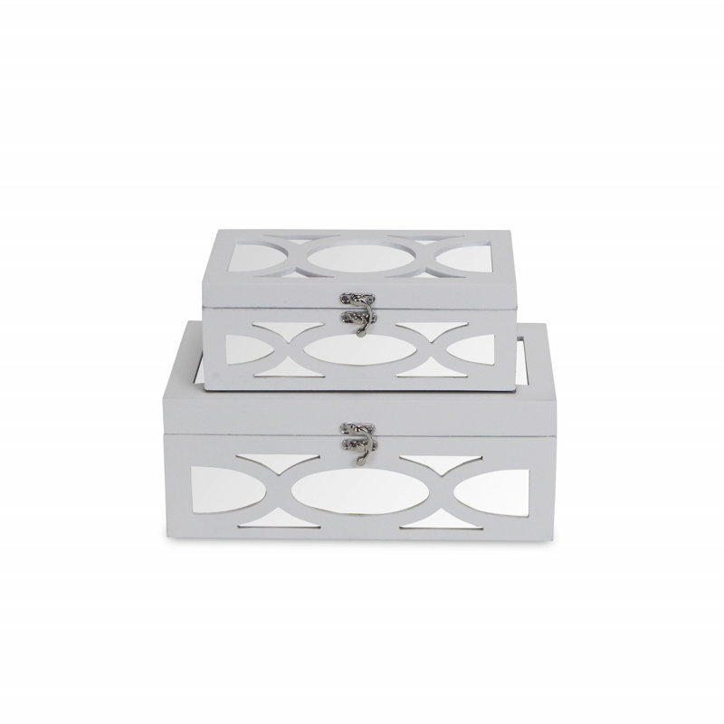 Ensemble de 2 boîtes en bois Mayes, Blanc
