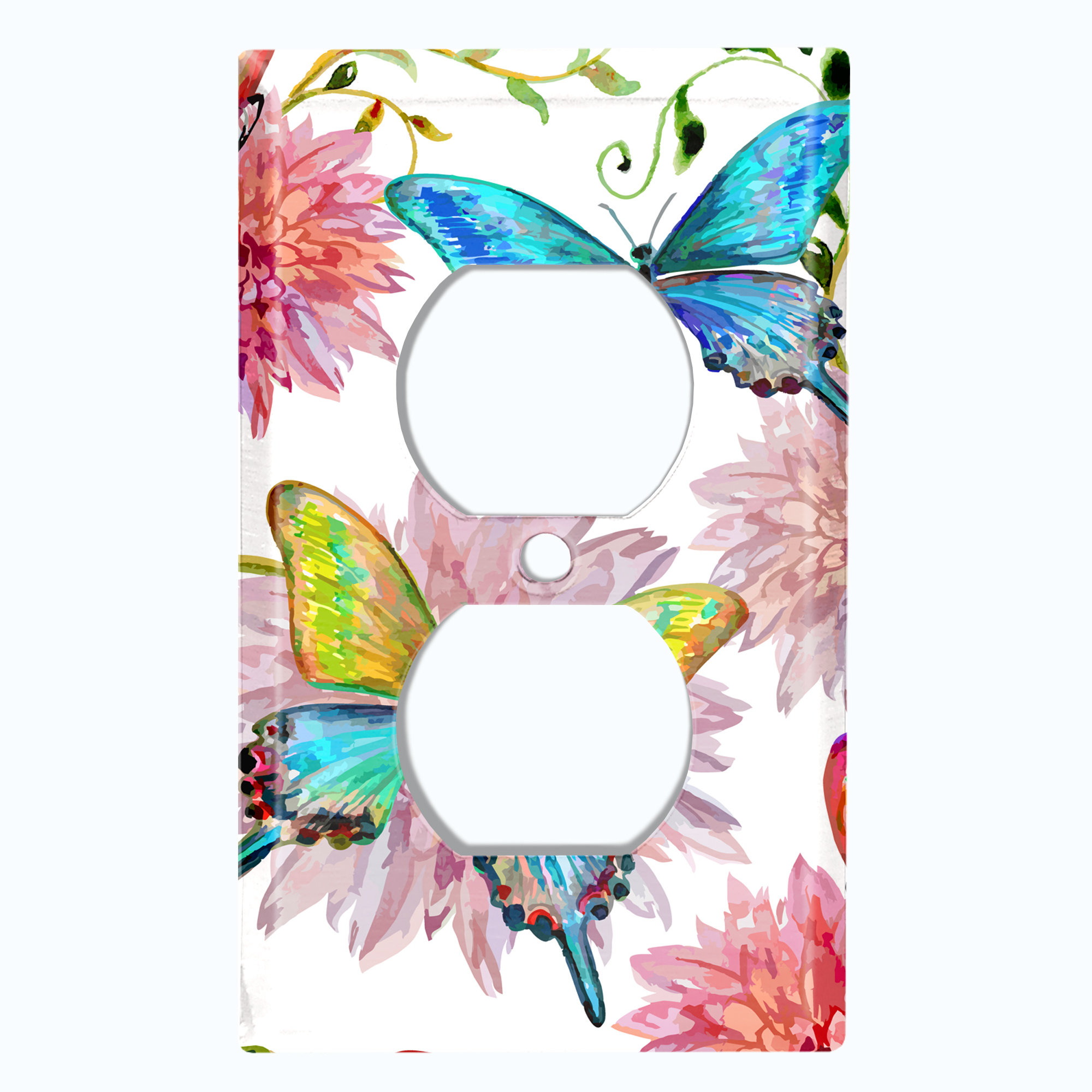 WorldAcc Metal Light Switch Plate Outlet Cover (Colourful Butterflies ...