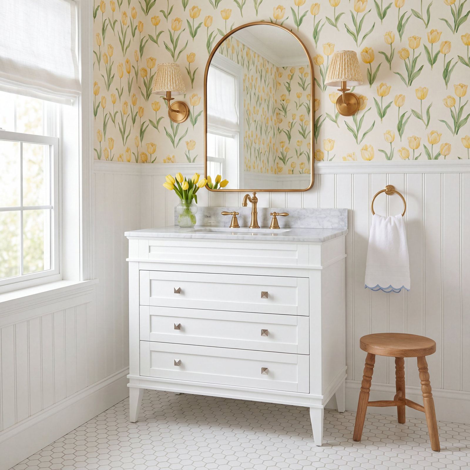 Frankfurt 30'' Single Bathroom Vanity, White, Carrara Marble