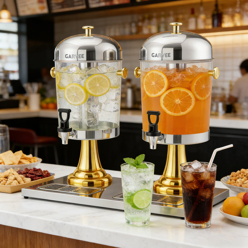 Distributeur de boissons glacées 2,2 à 6,6 gallons avec support pour fêtes, mariages, hôtels
