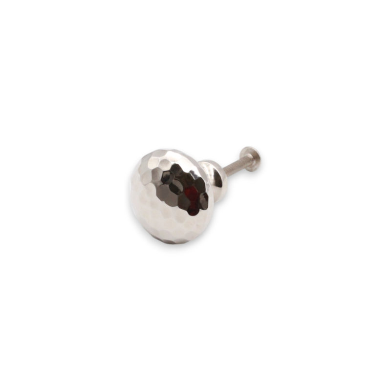 Hammered Mushroom Cupboard Knob, Polished Nickel, 3.2 cm
