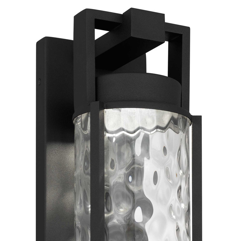 Winston LED Wall Lantern with Mouth-Blown Hammered Glass, 3-CCT Selectable, Dimmable, Wet Rated, 12.875" H x 5" W x 6.625" D