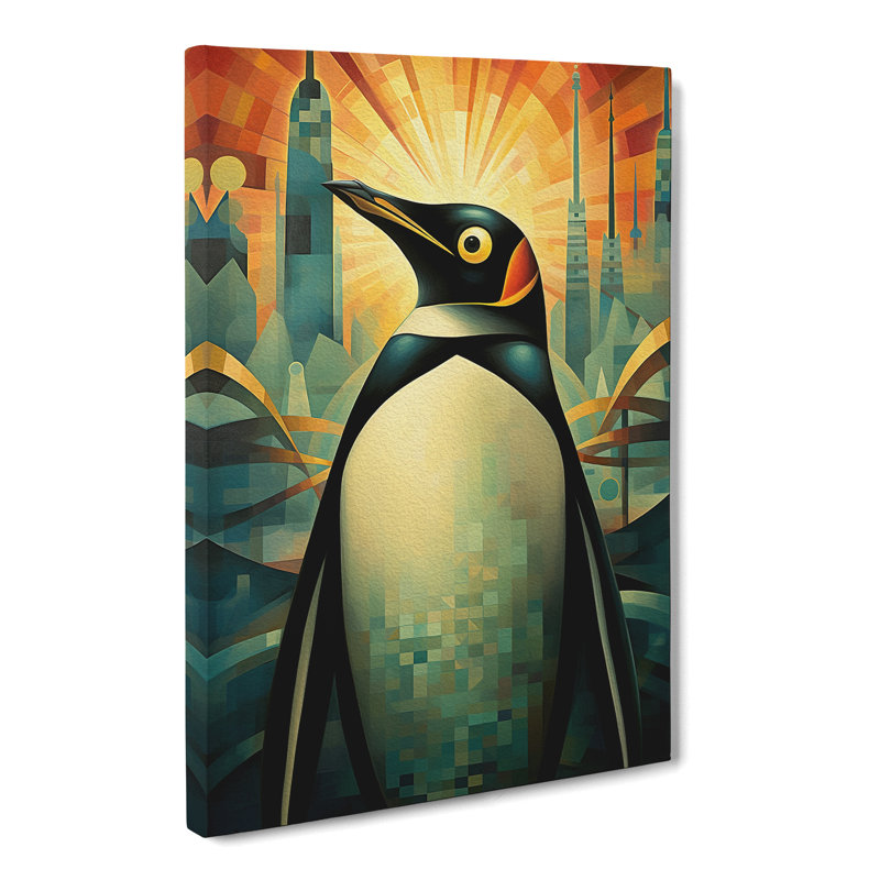 Penguin Deco No.2 - No Frame Print, 50cm H x 35cm W x 3cm D