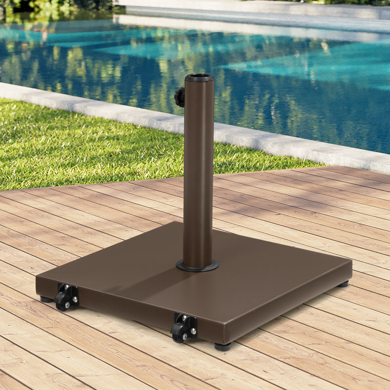 40 lb Base de parasol autoportante en béton avec roues, brun, Brun / 40 lb