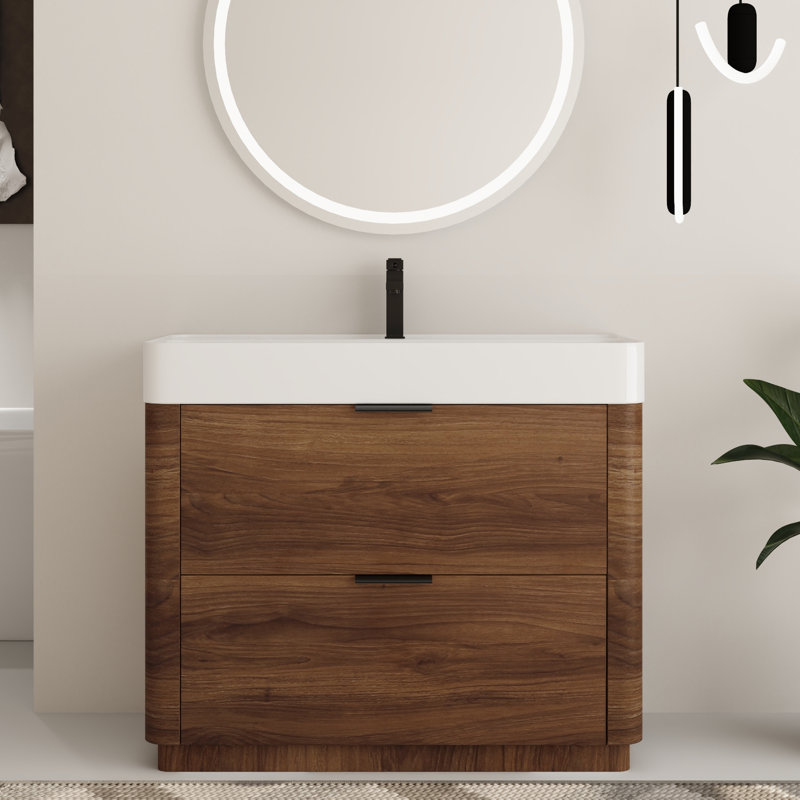 Ensemble meuble-lavabo simple autoportant Halcyon 40'' avec comptoir en résine, 40"