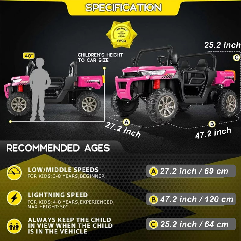 Pink 24V Kids Ride-On Truck with Remote Control and Electric Dump Bed