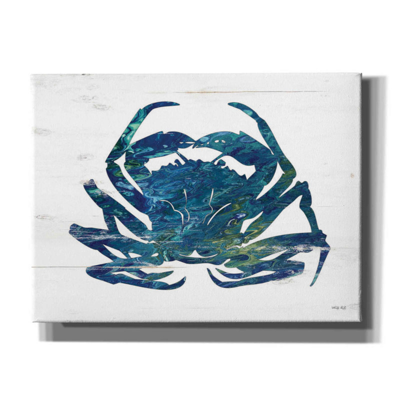 Crabe côtier bleu Marybeth par Cindy Jacobs, H 12 po x l 16 po x P 0,75 po