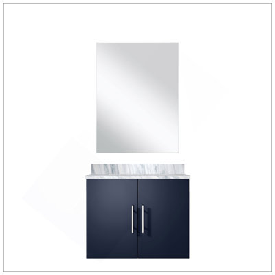 Meuble-lavabo de salle de bain 22 po D, plateau en marbre de Carrare et Miroir à DEL