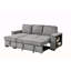 Canapé modulaire moderne en L avec lit escamotable, rangement, port USB et porte-gobelet - gris foncé-1437445270