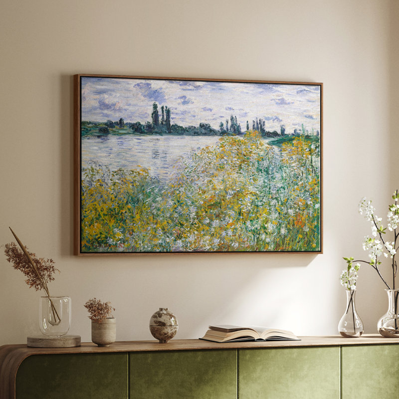 Paysage rétro-XXV III, Toile encadrée noyer flottant, H 17 po x l 25 po x P 2 po