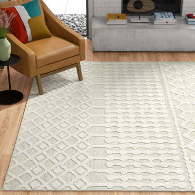 Tapis géométrique en laine touffeté Joslyne