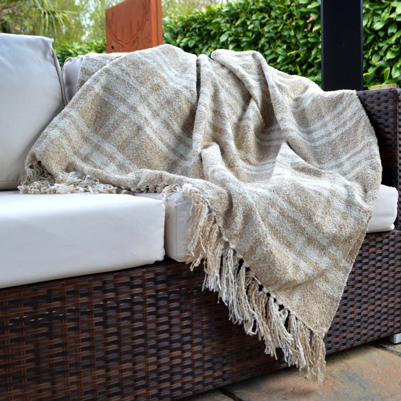 Runnells Chenille Tartan Throw, W125 x L150cm, Grey