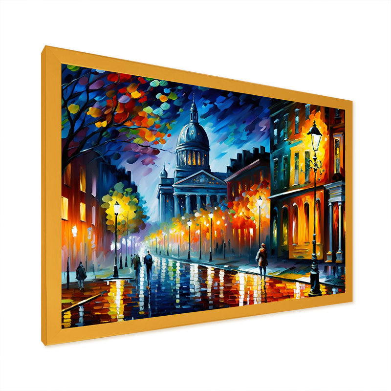 «Colorful Montreal City II», reproduction sur toile, H 16 po x l 32 po x P 1 po, Encadrement doré